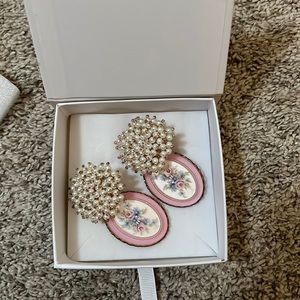 Nicola Bathie floral and pearl earrings. Never worn.